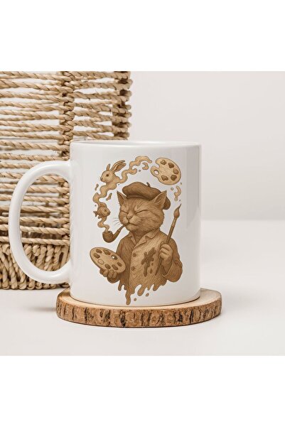 kubdekor Pipolu Painter Cat Printed Mug Animals Series