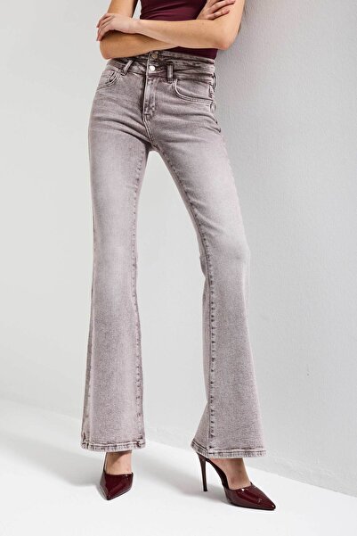 it's basic Women's Stone Color 4S6-158 Flare Fit Stretch Fabric Low Waist Den...