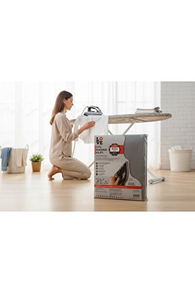 LOVE 50 x 150 Tüm Ebatlara Uygun Büzgülü Isıya Dayanıklı KEÇELİ Ütü Masası Kı...