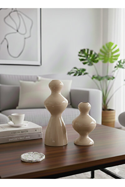 ELBUCOLECTION Set of 2 Modern Wavy Candlesticks, Decorative Trinket, Gift