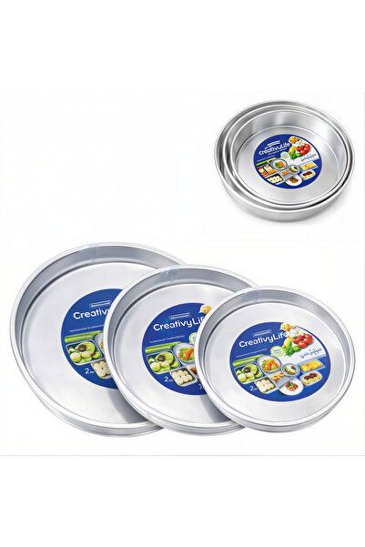 First Choice Round Trays Set of 3, Aluminum 32cm, for Cooking and Baking