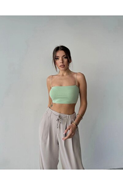 Vinales Дамски къс топ с ленти и набори