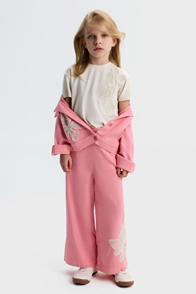 nk kids Girl's 4-8 Years Old Floral Motif Short Sleeve T-Shirt Beige