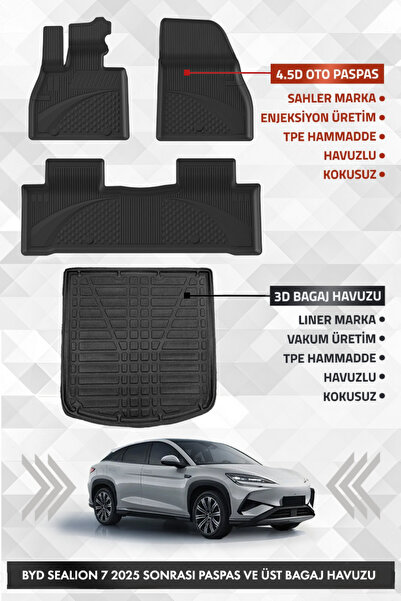 Sahler BYD Sealion 7 2025 ve Sonrası Uyumlu 4.5D Premium Havuzlu Oto Paspas v...