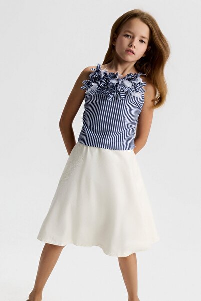 nk kids Girl Child 8-14 Years Old Marine Pattern Rope Strap Crop Top Navy Blue