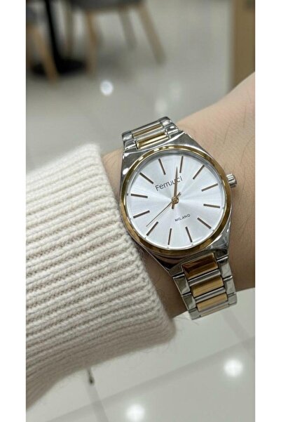 Ferrucci Milano Women's Silver Rose Gold Metal Cord White Dial Wristwatch 2 Y...