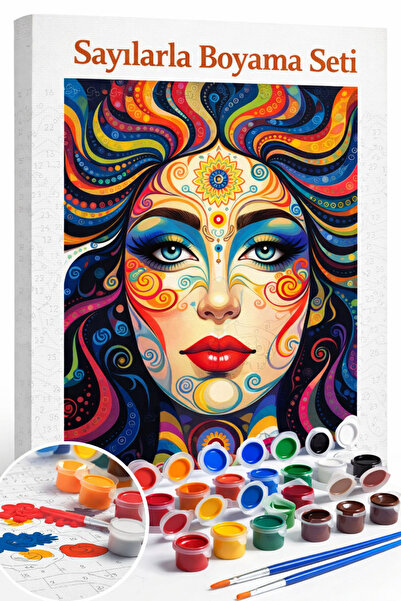 Aren Design Sayılarla Boyama Çerçeveli Hobi Seti Numaralı Tuval Fırça Boya Da...