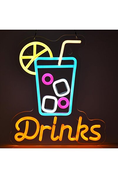 Slasa Drinks Neon Sign with 6mm Acrylic Base – Bar Party Wall Decor 32×28 cm
