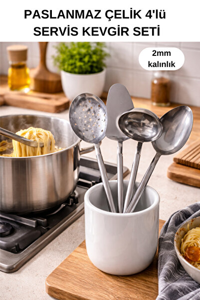 MODA Paslanmaz Çelik 2mm Kalınlık Ev Mutfak Sofra Kaşık Kepçe Spatula Kevgir ...