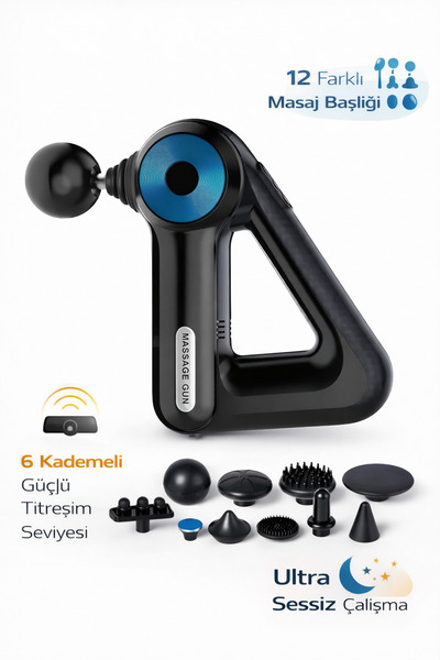 Coverzone 12 Başlıklı Derin Doku Masaj Aleti 6 Kademeli Ultra Sessiz Titreşim...
