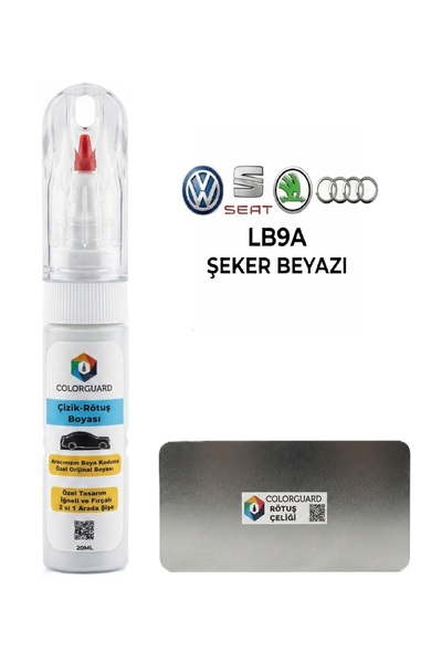 COLORGUARD VW-Seat-Škoda-Audi LB9A Şeker Beyazı 2 in 1 Şişe Rötuş Boyası ve P...