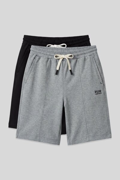 AIR JONES Standard Fit Basic 2-Pack Black-Grey Melange Men's Shorts - 81277