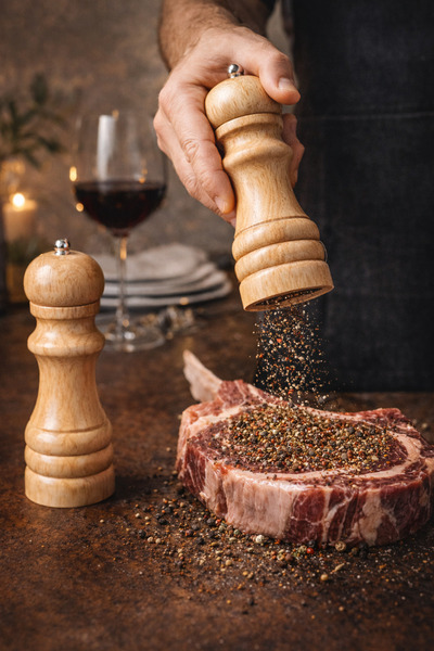 MADAME LUDA Luxury Wooden Salt & Pepper Mill Set (2 Pieces 17 cm) – with Stai...