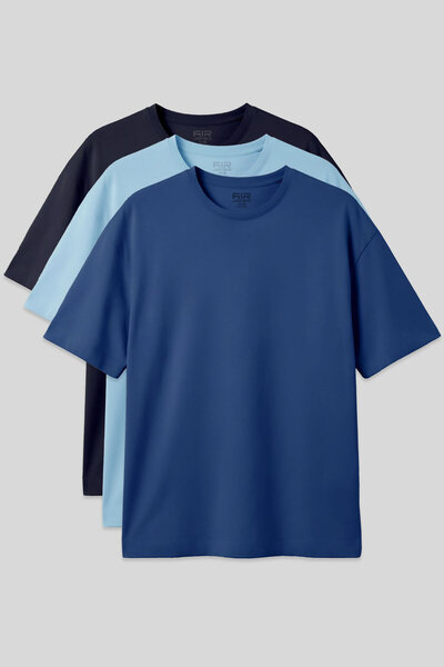 AIR JONES Basic Oversize O-Neck 3-Pack Navy Blue-Light Blue-Parliament Men's ...