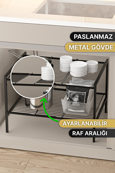 Bino Metal Mutfak Rafı Genişletilebilir Organizer Dolap İçi raf Çok Amaçlı Düzenleyici