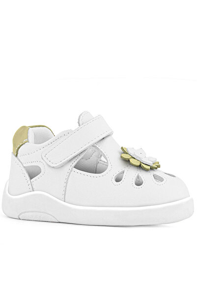 Rakerplus Genuine Leather Anatomical White Velcro Baby Girl Sandals Shoes
