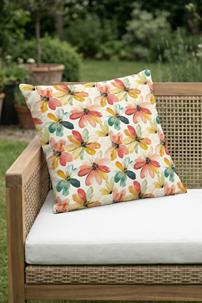 Moud's Colorful Daisies Patterned Throw Pillow Cover Waterproof Erasable Digi...