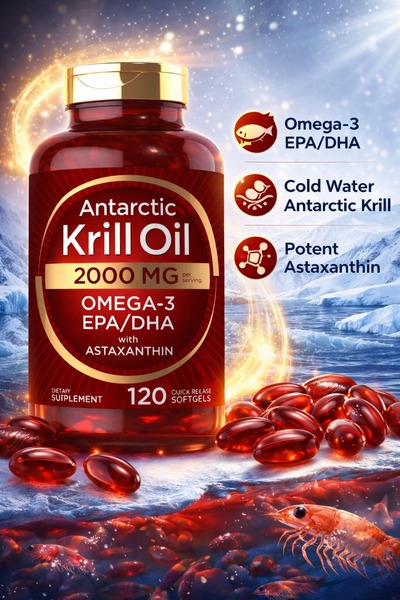 Carlyle Antarctic Krill Oil 2000 mg Omega-3 EPA/DHA + Astaksantin – 120 Softgel