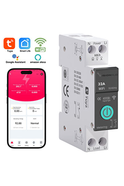 VisionHub Smart Intelligent Fuse-WiFi,Energy Meter, 32A–Consumption Monitorin...