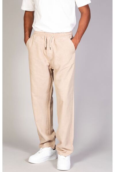 LTC Jeans Men's Super Comfortable Tencel Fabric Beige Baggy Trousers with Ela...