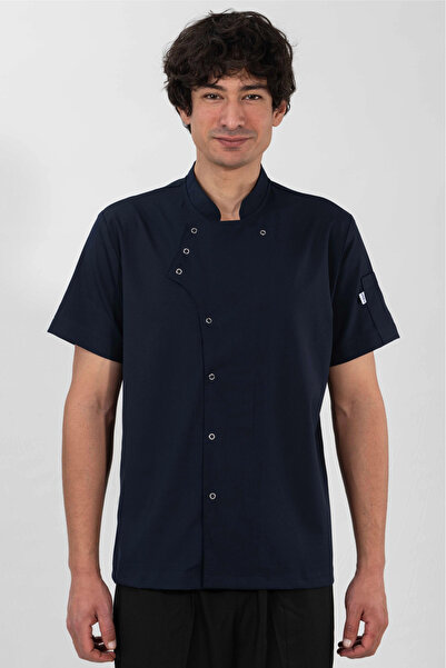 ETİFA Likralı Kısa Kol Aşçı Ceketi Lacivert