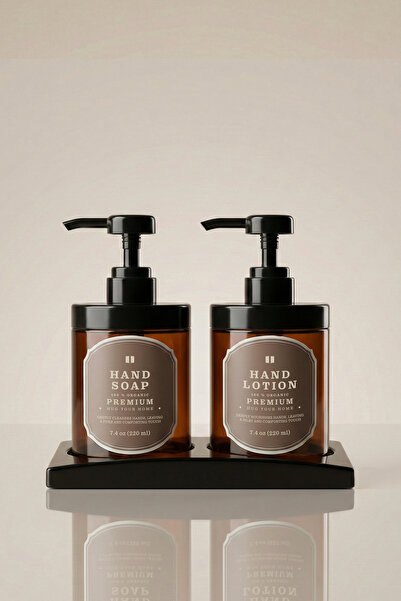Kloppenhug 2'li Amber Sabunluk Seti - Siyah Stantlı Hand Soap Hand Lotion Yaz...