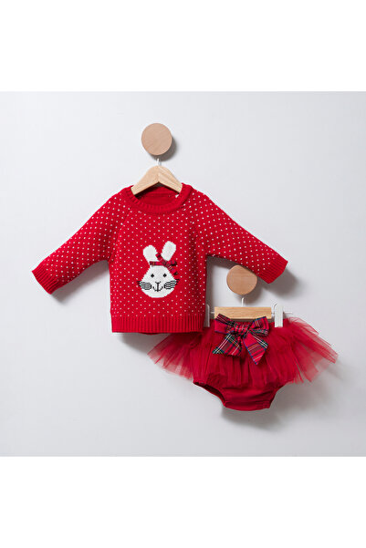 Coolimino Rabbit Embroidered Tutu Shorts Two-Piece Set for Baby Girl
