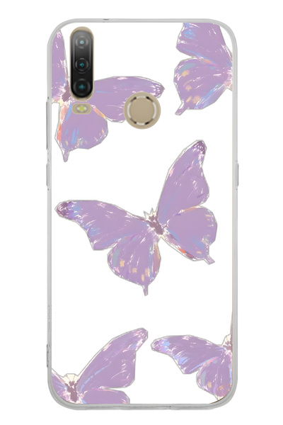 FLAMENKO حافظة هاتف شفافة بنمط الفراشة الأرجوانية متوافقة مع جهاز General Mob...