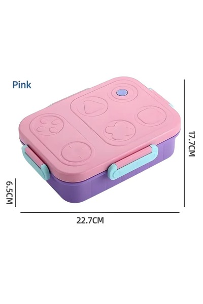 bentopia Renkli Desenli Beslenme Kutusu - 880 ml 2 Bölmeli Çocuk Beslenme Kab...