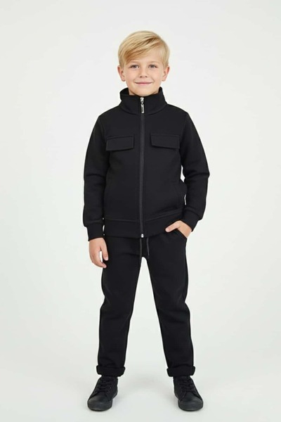 zubi kids Black Zippered Suit for Little Gentlemen (Ages 7-10)