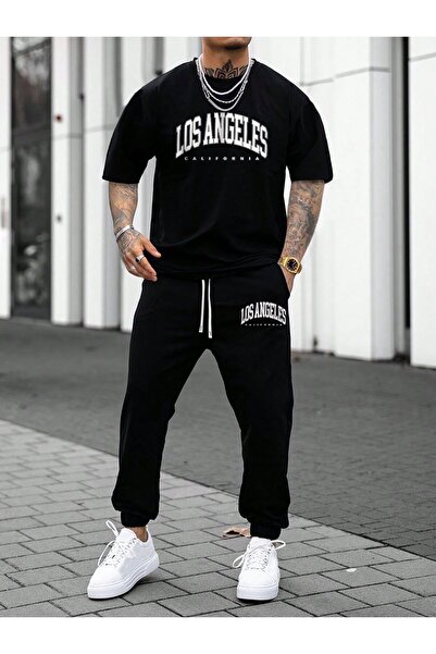 EFFRENATU Unisex Letter Printed T-Shirt – Round Neck, Short Sleeve, Casual Set