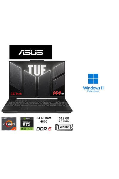 ASUS Tuf Gaming A16 FA607NUG-RL211 6gbRTX4050 140W Ryzen7 7445HS 24GB 512GB S...