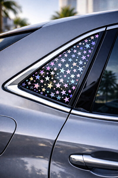 sticker Yıldız 25x25Cm Kelbek Cam Desen Kaplama Araba-Oto-Motor-Kask Hologram...
