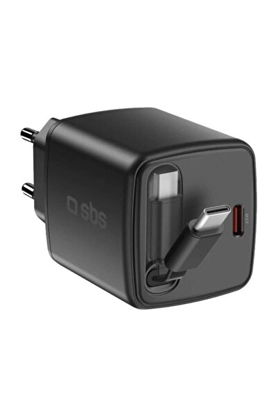 SBS 65W GaN USB-C Charger w/ Retractable Cable