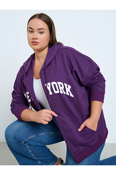 Styli Plus Size Oversized Longline Zip-Up Hoodie