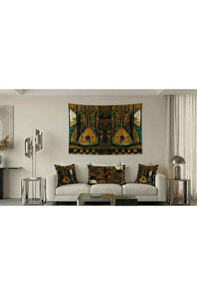 Ravir Ezgi Duvar Halısı ve 3'lü Yastık Seti