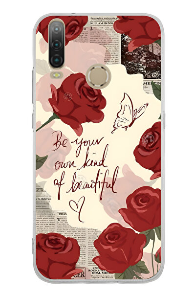 FLAMENKO حافظة هاتف شفافة بنمط الوردة الحمراء متوافقة مع جهاز General Mobile ...