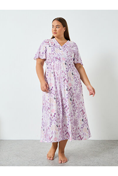 Styli فستان نوم بنقشة زهور لفّ زهور بمقاسات كبيرة