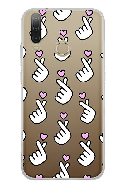 FLAMENKO حافظة هاتف شفافة بنمط قلب الإصبع متوافقة مع جهاز General Mobile GM 10