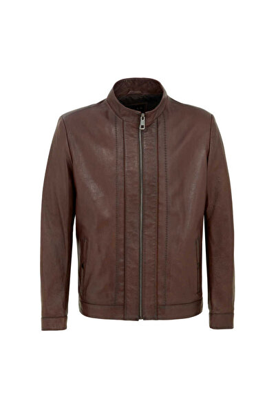 Tergan Kahverengi Hakiki Deri Erkek Deri Mont - E22KDM310338-R4W