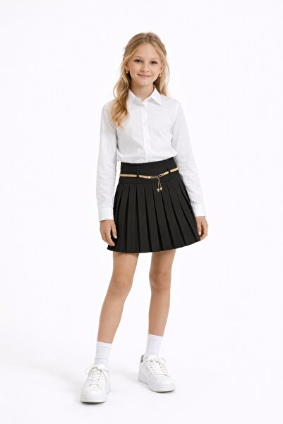 Nacar 23 Nisan 29 Ekim Gösteri Kıyafeti Kız Çocuk Gömlek & Pileli Etek Şık Takım