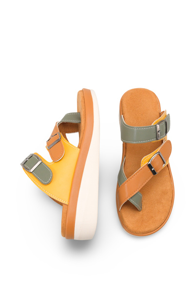 DELSOLERA Women's Cross-Strapped Flip-Flops with Buckle, Orthopedic Soft Sole...