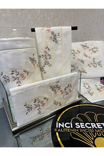 incisecrethome Seccade seti 6 Parça Nakışlı Nişan Bohça Seti - Lüks Seccade T...
