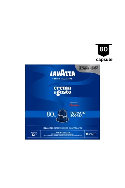 LavAzza Crema E Gusto Classico – Compatibilă Nespresso - 80 capsule de aluminiu