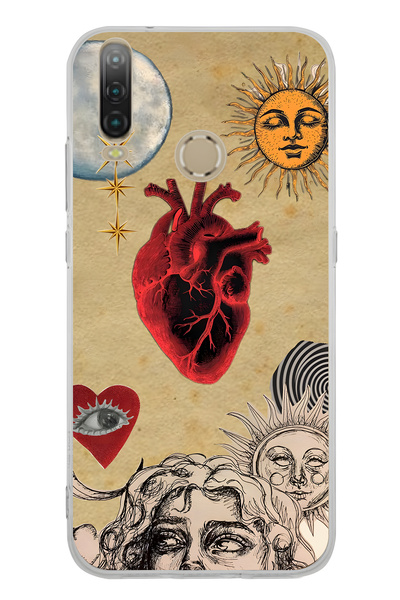 FLAMENKO حافظة هاتف شفافة بنمط الشمس والقلب من جينيرال موبايل GM 10