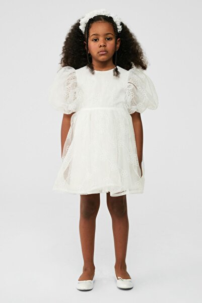 Tyess BG Store Kız Çocuk Beyaz Elbise