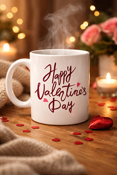 ELİZ BERRA MODA Happy Valentine's Day Printed Porcelain Mug Model 2 – Valenti...