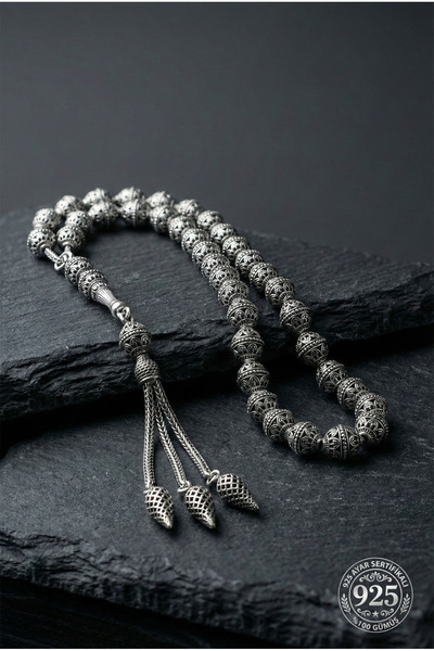 Roza Silver 925 Ayar Oval Kesim 3 Kamçılı Havuç Püskül Orta Boy Lale İşlemeli...