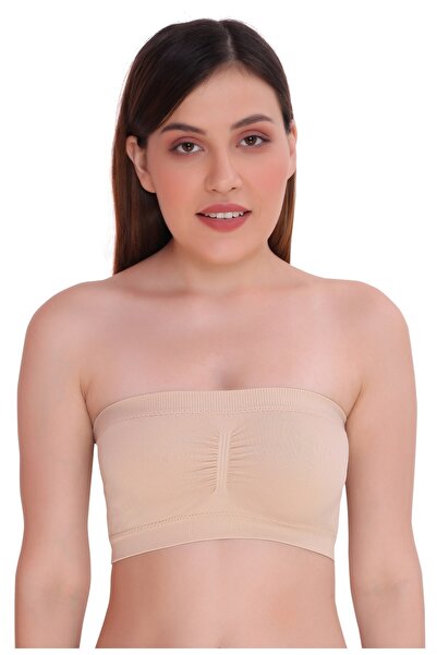 Glamroot Women's Strapless Seamless Padded Bandeau Tube Top Bra, Removable Pa...