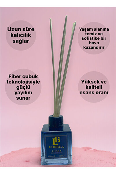LiorBella | Uzun Süre Kalıcı Pudra Bambu Difüzör | Doğal Esanslı Ev & Ofis Ko...